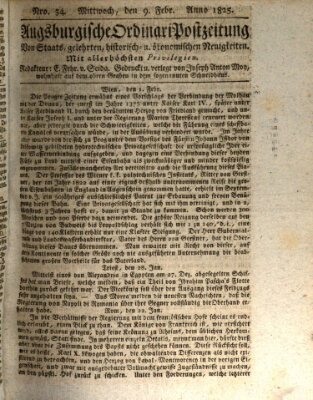 Augsburgische Ordinari Postzeitung von Staats-, gelehrten, historisch- u. ökonomischen Neuigkeiten (Augsburger Postzeitung) Mittwoch 9. Februar 1825