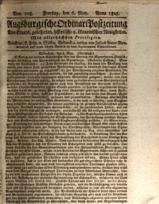 Augsburgische Ordinari Postzeitung von Staats-, gelehrten, historisch- u. ökonomischen Neuigkeiten (Augsburger Postzeitung) Freitag 6. Mai 1825