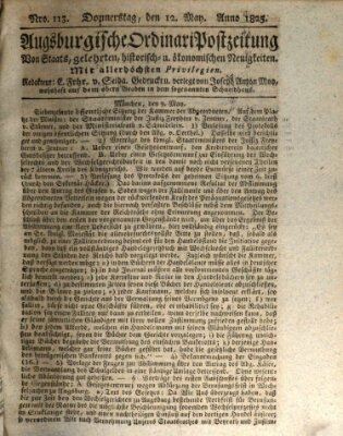 Augsburgische Ordinari Postzeitung von Staats-, gelehrten, historisch- u. ökonomischen Neuigkeiten (Augsburger Postzeitung) Donnerstag 12. Mai 1825