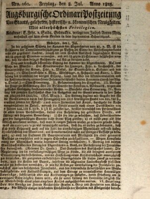 Augsburgische Ordinari Postzeitung von Staats-, gelehrten, historisch- u. ökonomischen Neuigkeiten (Augsburger Postzeitung) Freitag 8. Juli 1825