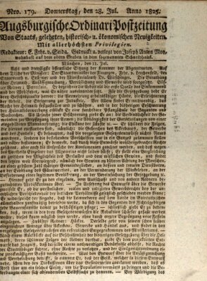 Augsburgische Ordinari Postzeitung von Staats-, gelehrten, historisch- u. ökonomischen Neuigkeiten (Augsburger Postzeitung) Donnerstag 28. Juli 1825