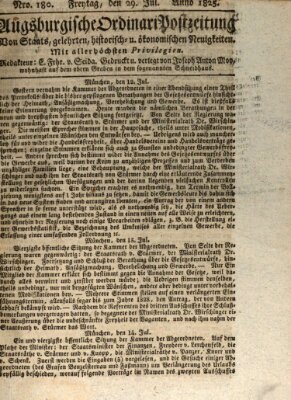 Augsburgische Ordinari Postzeitung von Staats-, gelehrten, historisch- u. ökonomischen Neuigkeiten (Augsburger Postzeitung) Freitag 29. Juli 1825