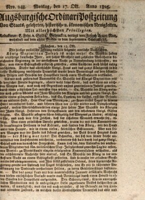 Augsburgische Ordinari Postzeitung von Staats-, gelehrten, historisch- u. ökonomischen Neuigkeiten (Augsburger Postzeitung) Montag 17. Oktober 1825