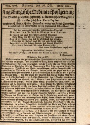 Augsburgische Ordinari Postzeitung von Staats-, gelehrten, historisch- u. ökonomischen Neuigkeiten (Augsburger Postzeitung) Mittwoch 26. Oktober 1825