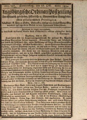 Augsburgische Ordinari Postzeitung von Staats-, gelehrten, historisch- u. ökonomischen Neuigkeiten (Augsburger Postzeitung) Donnerstag 27. Oktober 1825