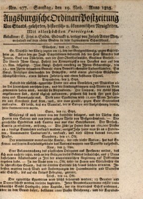 Augsburgische Ordinari Postzeitung von Staats-, gelehrten, historisch- u. ökonomischen Neuigkeiten (Augsburger Postzeitung) Samstag 19. November 1825