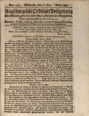 Augsburgische Ordinari Postzeitung von Staats-, gelehrten, historisch- u. ökonomischen Neuigkeiten (Augsburger Postzeitung) Mittwoch 7. Dezember 1825