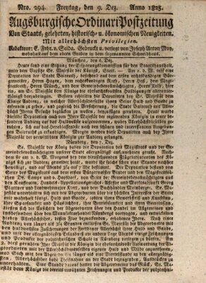 Augsburgische Ordinari Postzeitung von Staats-, gelehrten, historisch- u. ökonomischen Neuigkeiten (Augsburger Postzeitung) Freitag 9. Dezember 1825