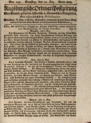 Augsburgische Ordinari Postzeitung von Staats-, gelehrten, historisch- u. ökonomischen Neuigkeiten (Augsburger Postzeitung) Samstag 10. Dezember 1825