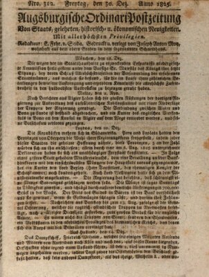 Augsburgische Ordinari Postzeitung von Staats-, gelehrten, historisch- u. ökonomischen Neuigkeiten (Augsburger Postzeitung) Freitag 30. Dezember 1825