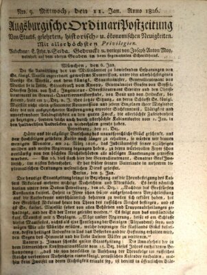 Augsburgische Ordinari Postzeitung von Staats-, gelehrten, historisch- u. ökonomischen Neuigkeiten (Augsburger Postzeitung) Mittwoch 11. Januar 1826