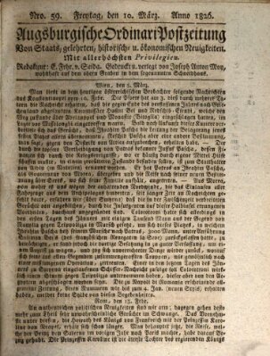 Augsburgische Ordinari Postzeitung von Staats-, gelehrten, historisch- u. ökonomischen Neuigkeiten (Augsburger Postzeitung) Freitag 10. März 1826