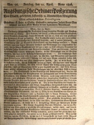 Augsburgische Ordinari Postzeitung von Staats-, gelehrten, historisch- u. ökonomischen Neuigkeiten (Augsburger Postzeitung) Freitag 21. April 1826