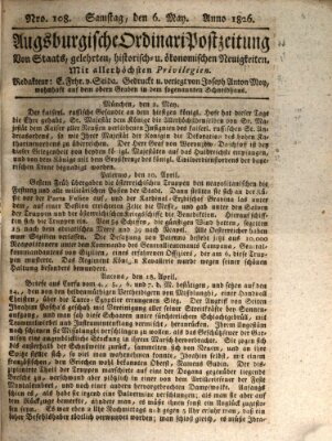 Augsburgische Ordinari Postzeitung von Staats-, gelehrten, historisch- u. ökonomischen Neuigkeiten (Augsburger Postzeitung) Samstag 6. Mai 1826