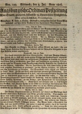 Augsburgische Ordinari Postzeitung von Staats-, gelehrten, historisch- u. ökonomischen Neuigkeiten (Augsburger Postzeitung) Mittwoch 5. Juli 1826