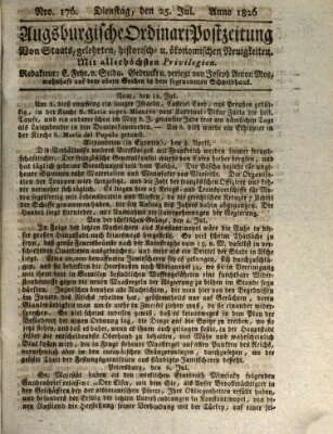 Augsburgische Ordinari Postzeitung von Staats-, gelehrten, historisch- u. ökonomischen Neuigkeiten (Augsburger Postzeitung) Dienstag 25. Juli 1826