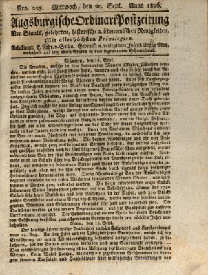 Augsburgische Ordinari Postzeitung von Staats-, gelehrten, historisch- u. ökonomischen Neuigkeiten (Augsburger Postzeitung) Mittwoch 20. September 1826