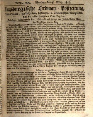 Augsburgische Ordinari Postzeitung von Staats-, gelehrten, historisch- u. ökonomischen Neuigkeiten (Augsburger Postzeitung) Montag 5. März 1827