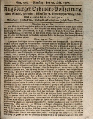 Augsburger Ordinari Postzeitung von Staats-, gelehrten, historisch- u. ökonomischen Neuigkeiten (Augsburger Postzeitung) Samstag 20. Oktober 1827