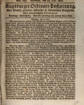 Augsburger Ordinari Postzeitung von Staats-, gelehrten, historisch- u. ökonomischen Neuigkeiten (Augsburger Postzeitung) Mittwoch 24. Oktober 1827