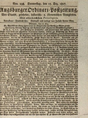 Augsburger Ordinari Postzeitung von Staats-, gelehrten, historisch- u. ökonomischen Neuigkeiten (Augsburger Postzeitung) Donnerstag 13. Dezember 1827