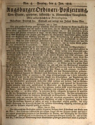 Augsburger Ordinari Postzeitung von Staats-, gelehrten, historisch- u. ökonomischen Neuigkeiten (Augsburger Postzeitung) Freitag 4. Januar 1828