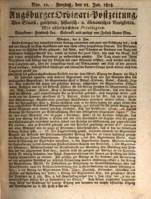 Augsburger Ordinari Postzeitung von Staats-, gelehrten, historisch- u. ökonomischen Neuigkeiten (Augsburger Postzeitung) Freitag 11. Januar 1828