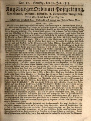 Augsburger Ordinari Postzeitung von Staats-, gelehrten, historisch- u. ökonomischen Neuigkeiten (Augsburger Postzeitung) Samstag 12. Januar 1828