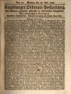 Augsburger Ordinari Postzeitung von Staats-, gelehrten, historisch- u. ökonomischen Neuigkeiten (Augsburger Postzeitung) Freitag 25. Januar 1828