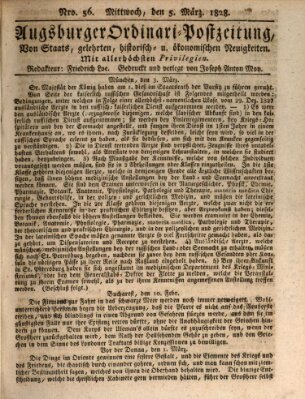 Augsburger Ordinari Postzeitung von Staats-, gelehrten, historisch- u. ökonomischen Neuigkeiten (Augsburger Postzeitung) Mittwoch 5. März 1828