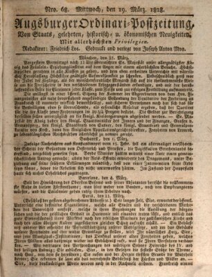 Augsburger Ordinari Postzeitung von Staats-, gelehrten, historisch- u. ökonomischen Neuigkeiten (Augsburger Postzeitung) Mittwoch 19. März 1828