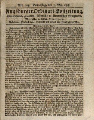 Augsburger Ordinari Postzeitung von Staats-, gelehrten, historisch- u. ökonomischen Neuigkeiten (Augsburger Postzeitung) Donnerstag 1. Mai 1828