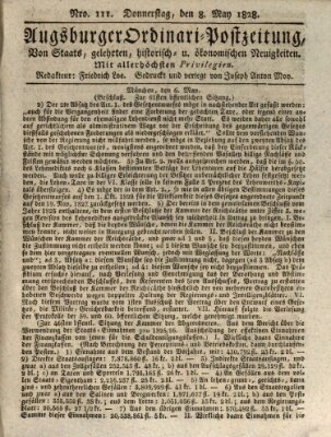 Augsburger Ordinari Postzeitung von Staats-, gelehrten, historisch- u. ökonomischen Neuigkeiten (Augsburger Postzeitung) Donnerstag 8. Mai 1828