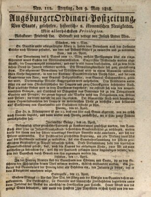 Augsburger Ordinari Postzeitung von Staats-, gelehrten, historisch- u. ökonomischen Neuigkeiten (Augsburger Postzeitung) Freitag 9. Mai 1828