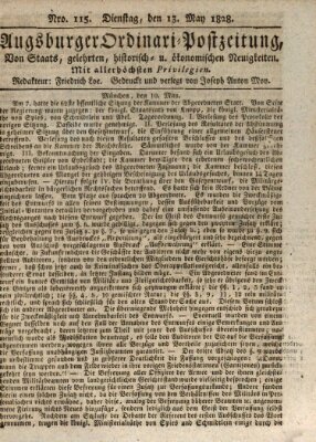 Augsburger Ordinari Postzeitung von Staats-, gelehrten, historisch- u. ökonomischen Neuigkeiten (Augsburger Postzeitung) Dienstag 13. Mai 1828