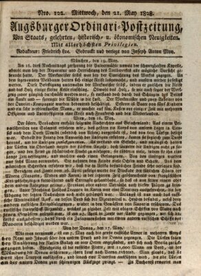 Augsburger Ordinari Postzeitung von Staats-, gelehrten, historisch- u. ökonomischen Neuigkeiten (Augsburger Postzeitung) Mittwoch 21. Mai 1828