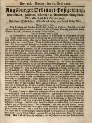 Augsburger Ordinari Postzeitung von Staats-, gelehrten, historisch- u. ökonomischen Neuigkeiten (Augsburger Postzeitung) Montag 30. Juni 1828