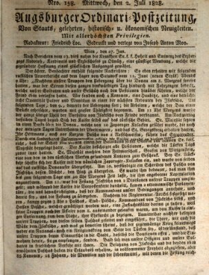 Augsburger Ordinari Postzeitung von Staats-, gelehrten, historisch- u. ökonomischen Neuigkeiten (Augsburger Postzeitung) Mittwoch 2. Juli 1828