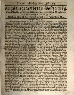 Augsburger Ordinari Postzeitung von Staats-, gelehrten, historisch- u. ökonomischen Neuigkeiten (Augsburger Postzeitung) Samstag 5. Juli 1828