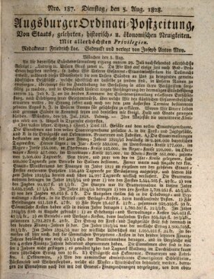 Augsburger Ordinari Postzeitung von Staats-, gelehrten, historisch- u. ökonomischen Neuigkeiten (Augsburger Postzeitung) Dienstag 5. August 1828