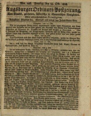 Augsburger Ordinari Postzeitung von Staats-, gelehrten, historisch- u. ökonomischen Neuigkeiten (Augsburger Postzeitung) Freitag 24. Oktober 1828