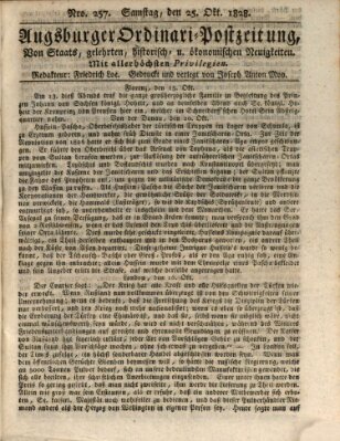 Augsburger Ordinari Postzeitung von Staats-, gelehrten, historisch- u. ökonomischen Neuigkeiten (Augsburger Postzeitung) Samstag 25. Oktober 1828