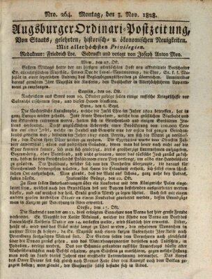 Augsburger Ordinari Postzeitung von Staats-, gelehrten, historisch- u. ökonomischen Neuigkeiten (Augsburger Postzeitung) Montag 3. November 1828