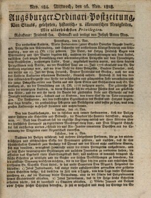 Augsburger Ordinari Postzeitung von Staats-, gelehrten, historisch- u. ökonomischen Neuigkeiten (Augsburger Postzeitung) Mittwoch 26. November 1828