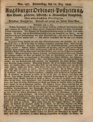 Augsburger Ordinari Postzeitung von Staats-, gelehrten, historisch- u. ökonomischen Neuigkeiten (Augsburger Postzeitung) Donnerstag 11. Dezember 1828