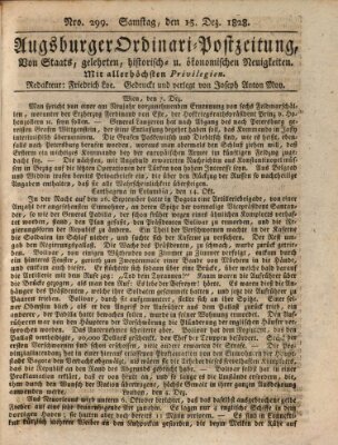 Augsburger Ordinari Postzeitung von Staats-, gelehrten, historisch- u. ökonomischen Neuigkeiten (Augsburger Postzeitung) Samstag 13. Dezember 1828