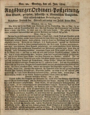 Augsburger Ordinari Postzeitung von Staats-, gelehrten, historisch- u. ökonomischen Neuigkeiten (Augsburger Postzeitung) Montag 26. Januar 1829