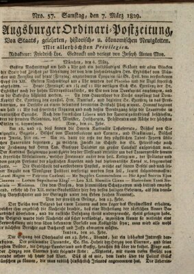 Augsburger Ordinari Postzeitung von Staats-, gelehrten, historisch- u. ökonomischen Neuigkeiten (Augsburger Postzeitung) Samstag 7. März 1829