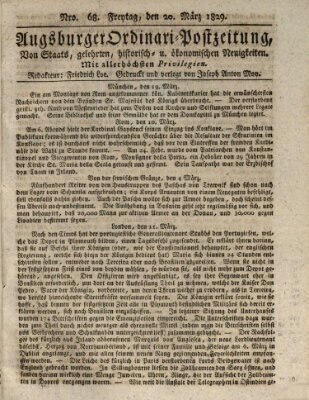 Augsburger Ordinari Postzeitung von Staats-, gelehrten, historisch- u. ökonomischen Neuigkeiten (Augsburger Postzeitung) Friday 20. March 1829