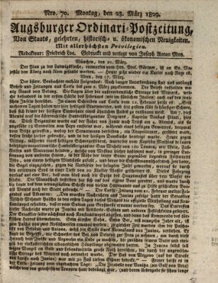 Augsburger Ordinari Postzeitung von Staats-, gelehrten, historisch- u. ökonomischen Neuigkeiten (Augsburger Postzeitung) Montag 23. März 1829